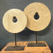 The Marble Disc on Stand - White