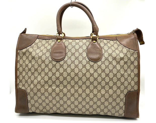 Gucci Canvas Supreme Leather Boston Travel Bag