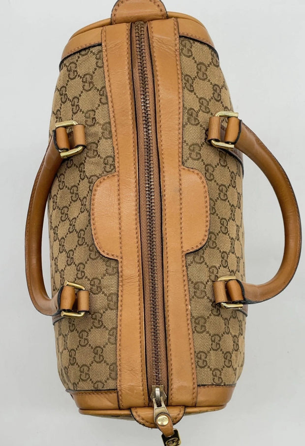 Gucci GG Supreme Sherry Line Canvas Leather Mini Speedy Bag