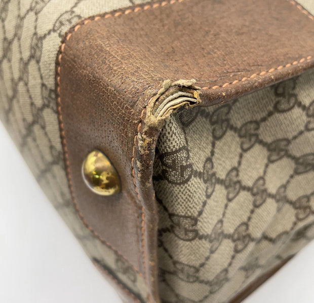 Gucci Canvas Supreme Leather Boston Travel Bag