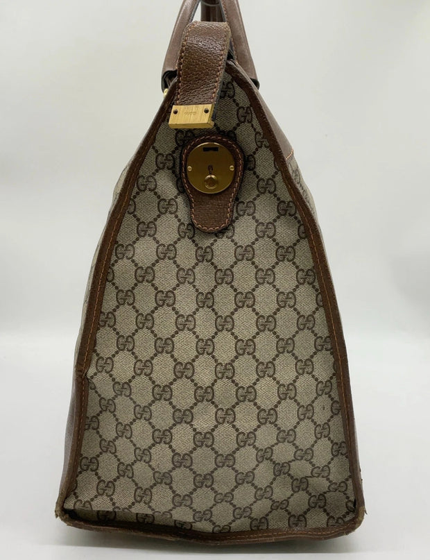 Gucci Canvas Supreme Leather Boston Travel Bag
