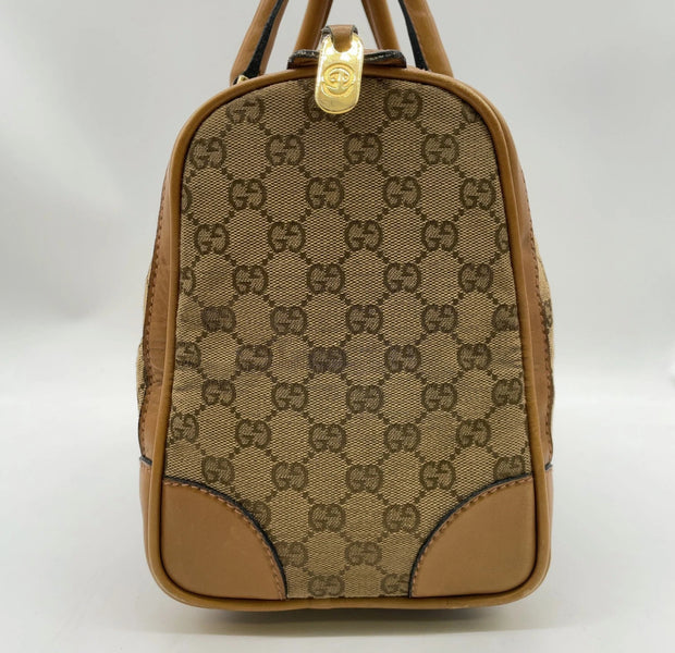 Gucci GG Supreme Sherry Line Canvas Leather Mini Speedy Bag