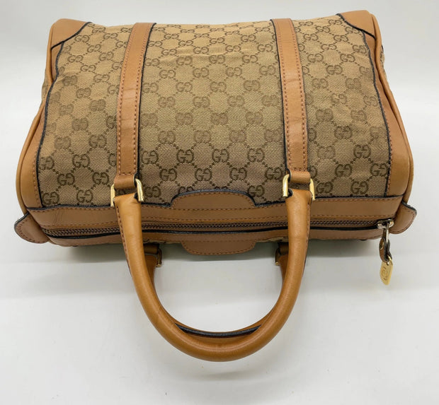 Gucci GG Supreme Sherry Line Canvas Leather Mini Speedy Bag
