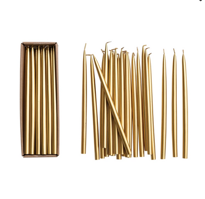 Gold thin taper candles