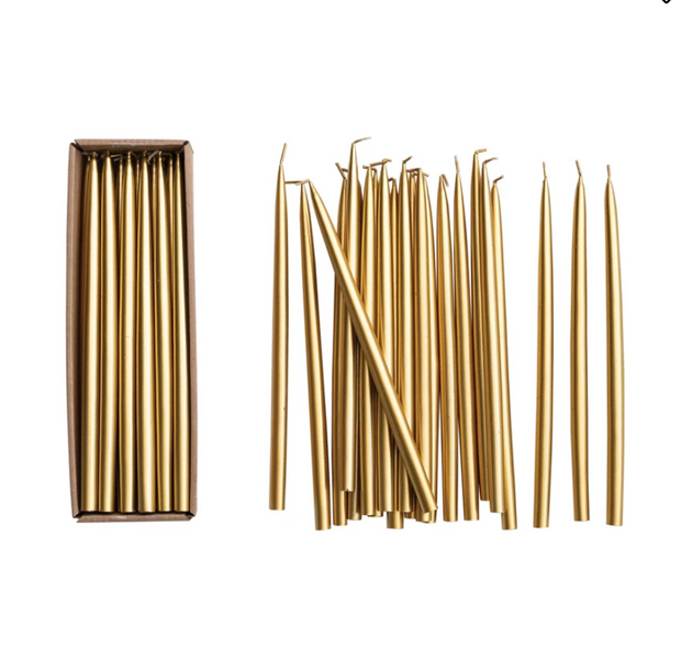 Gold thin taper candles