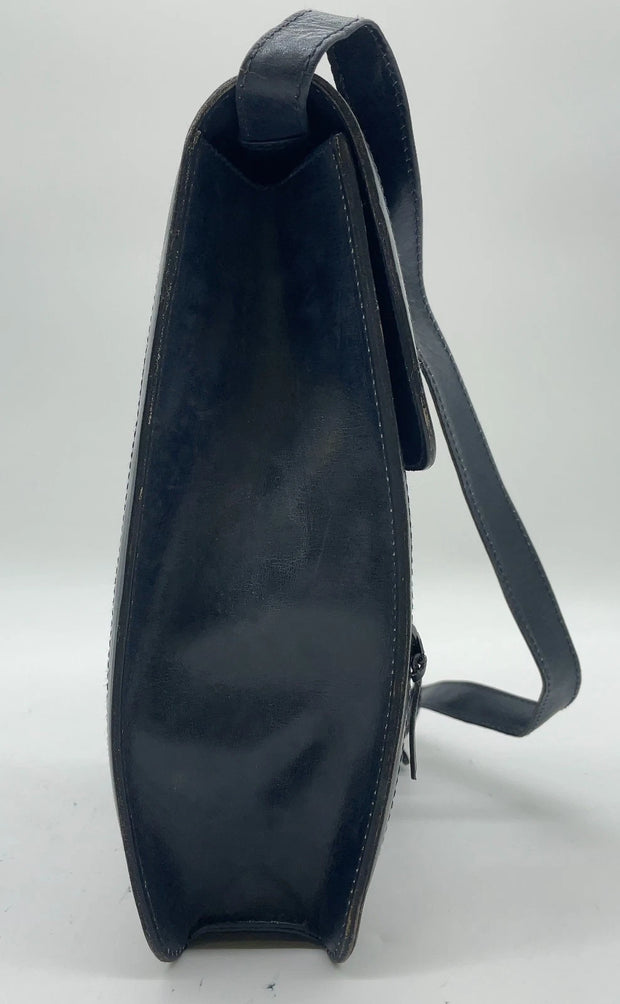 Gucci Vintage Sherry Line Suede x Leather Navy Shoulder Bag