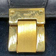 Gucci Vintage Sherry Line Suede x Leather Navy Shoulder Bag