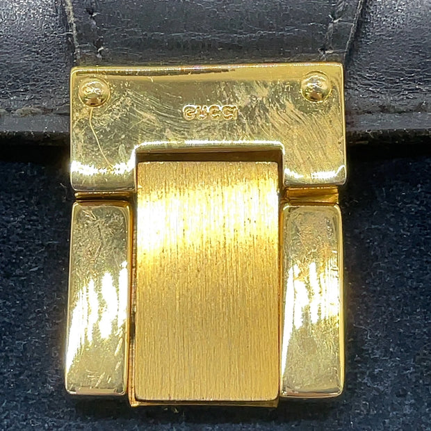 Gucci Vintage Sherry Line Suede x Leather Navy Shoulder Bag