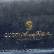 Gucci Vintage Sherry Line Suede x Leather Navy Shoulder Bag