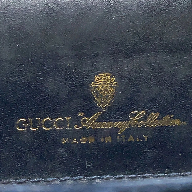 Gucci Vintage Sherry Line Suede x Leather Navy Shoulder Bag